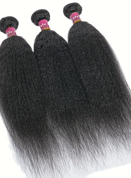 KissICON Brazilian Yaki Straight Extensions 3 Bundles Remy Black