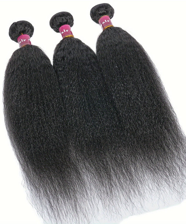 KissICON Brazilian Yaki Straight Extensions 3 Bundles Remy Black