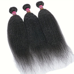 KissICON Brazilian Yaki Straight Extensions 3 Bundles Remy Black
