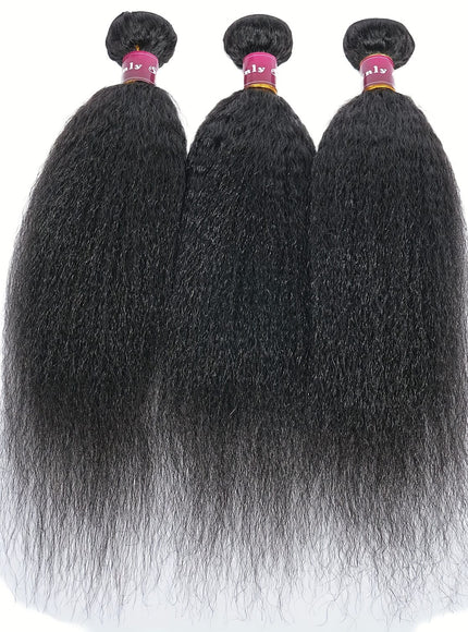 KissICON Brazilian Yaki Straight Extensions 3 Bundles Remy Black