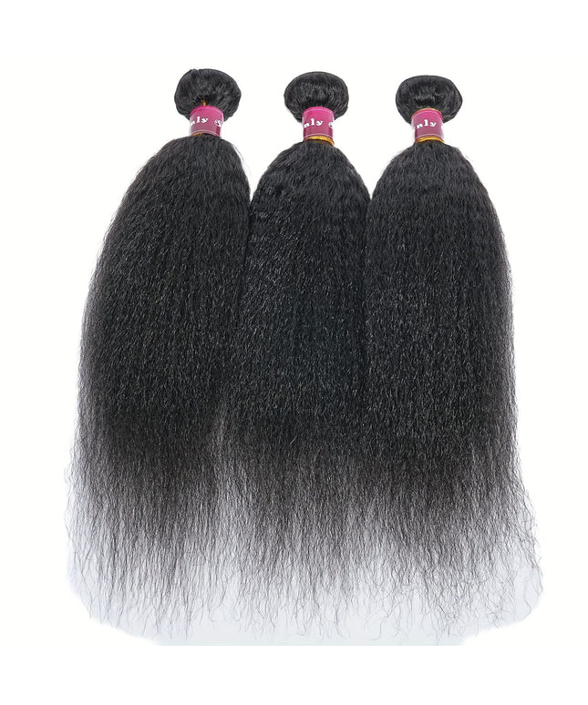 KissICON Brazilian Yaki Straight Extensions 3 Bundles Remy Black