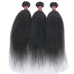 KissICON Brazilian Yaki Straight Extensions 3 Bundles Remy Black