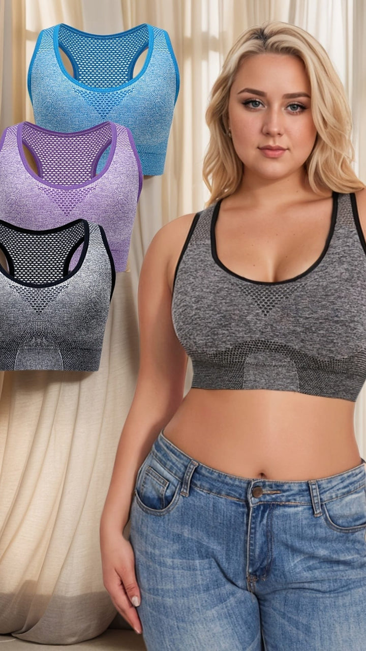 Breathable NoTrace Large Size Sports Yoga Bra 3pc