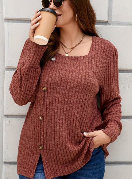 jkthpu-45 Brick Red / UK 18 Plus Size - Women'S Plus Size Elegant Square