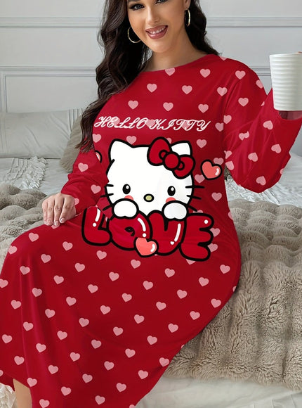 KissICON Brick Red / UK 18 Sanrio Hello Kitty Women's Sleep Dress – Curve Cat