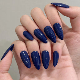 KissICON Bright Blue Almond French Press On Nails -