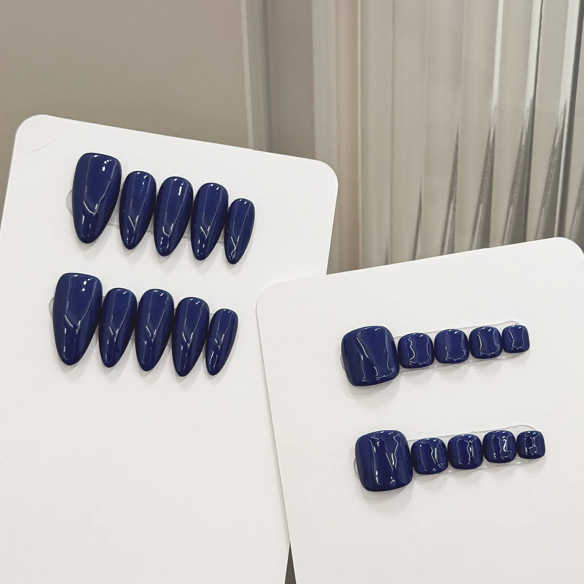 KissICON Bright Blue Almond French Press On Nails -