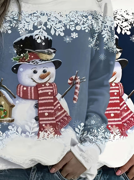 KissICON Bright steel blue + navy blue / UK 18 Curve Snowman Christmas Sweatshirt Twopiece Set