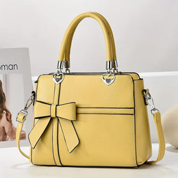 jkthpu-45 Bright Yellow Chic Solid Bow Tote Versatile Everyday Elegance
