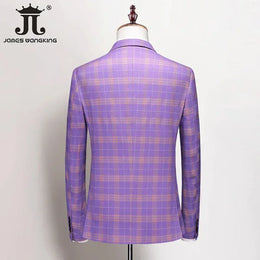 KissICON British Plaid 3Pc Mens Suit Blazer Vest Pants S5XL