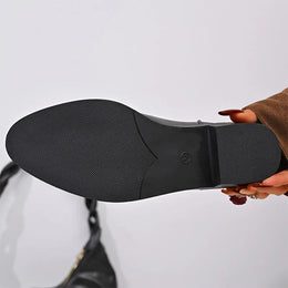 KissICON British Style Black Ankle Boots Plus Size Pu
