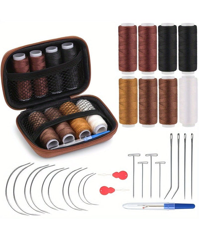 KissICON Brown-1 KissIcon Hair Extension Sewing Kit - Durable Threads