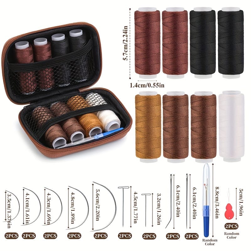 KissICON Brown-1 KissIcon Hair Extension Sewing Kit Needles And Thread