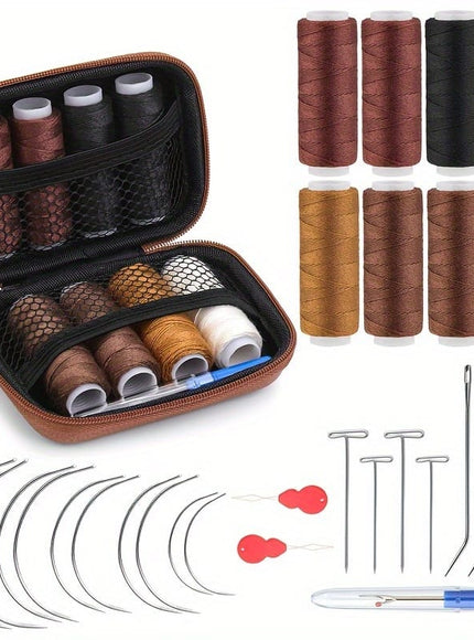 KissICON Brown-1 KissIcon Hair Extension Sewing Kit Needles And Thread