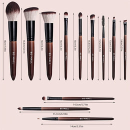 KissICON Brown / 12 Sticks Bsmall 12pc Makeup Brush Set – Golden Caps