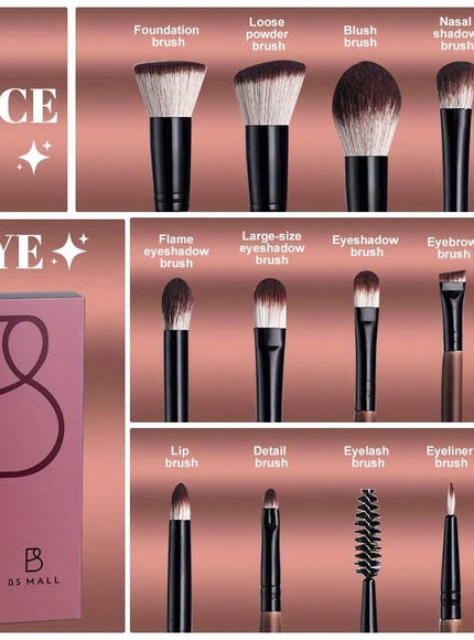 KissICON Brown / 12 Sticks Bsmall 12pc Makeup Brush Set – Golden Caps