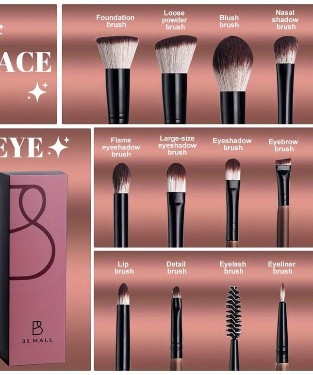 KissICON Brown / 12 Sticks Bsmall 12pc Makeup Brush Set – Golden Caps