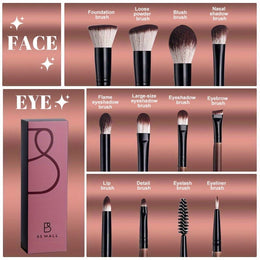 KissICON Brown / 12 Sticks Bsmall 12pc Makeup Brush Set – Golden Caps
