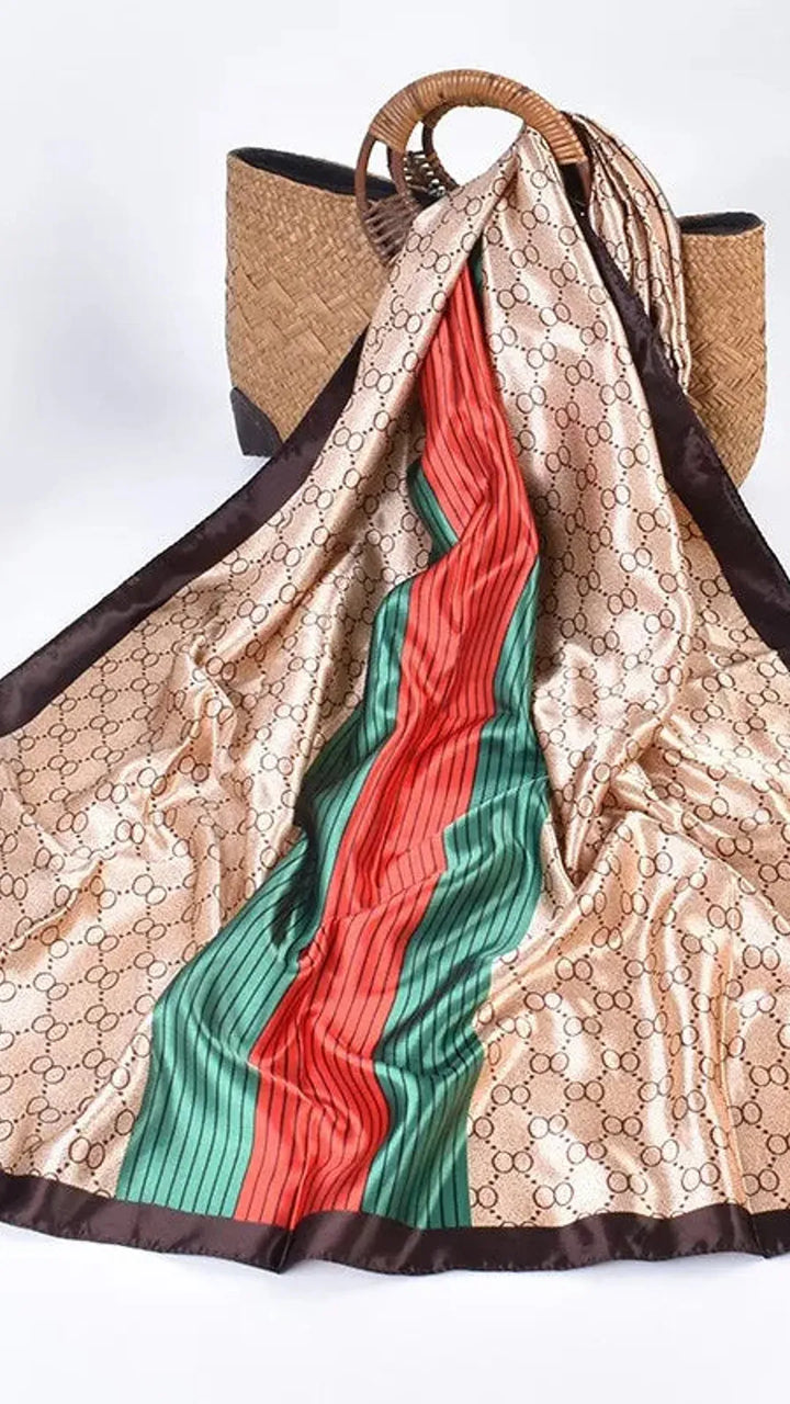 Women Fashion Print Silk Scarf Luxury Brand Warm 180X90CM Scarves Popular Lrage Satin Finish Shawl The Four Seasons Design Hijab