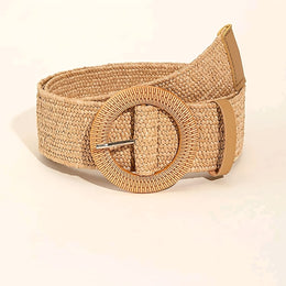 jkthpu-45 Brown / 1XL Boho Elastic Straw Belt for Womens Dresses  Outfits