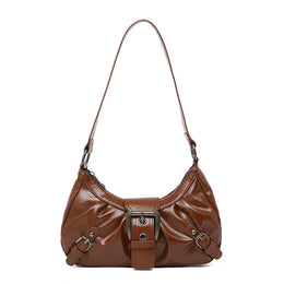 Dropshipman Brown / 26x16x8cm Y2K Retro Pleated Hobo Shoulder Bag for Women Hot Selling Maillard Style Underarm Bag Clutch Handbags for Travel Work Shopping