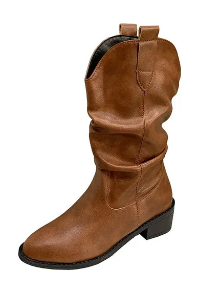 KissICON Brown / 35 Women's Boots Winter 2024 Fashion Casual Low Heel