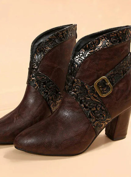 KissICON brown / 36 Elegant Buckle Detor Ankle for Women Spring Autumn