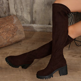 KissICON Brown / 36 Western Brown Leopard Thigh High Boots for Women