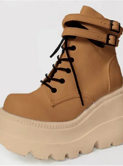 KissICON brown / 38 Botas Women Motorcycle Winter Buckle Ankel Boots Women