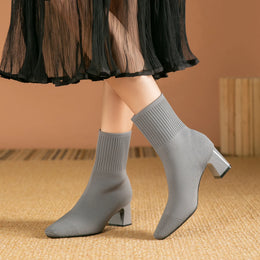 KissICON brown / 39 / CHINA Women's Boots 2025 New Fashion Pointed Soft Knitted
