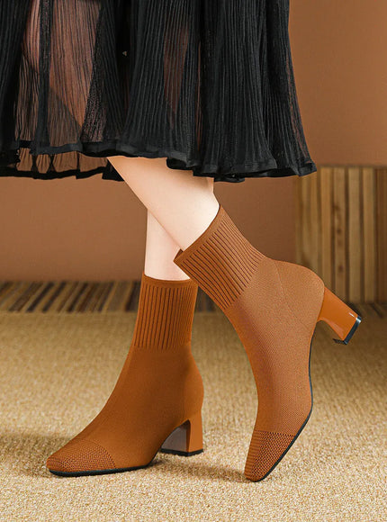 KissICON Brown / 39 / CHINA Women's Boots 2025 New Fashion Pointed Soft Knitted