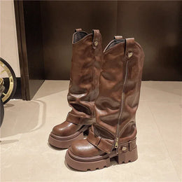 KissICON Brown / 40 Women's Boots 2025 New Style Retro High Western