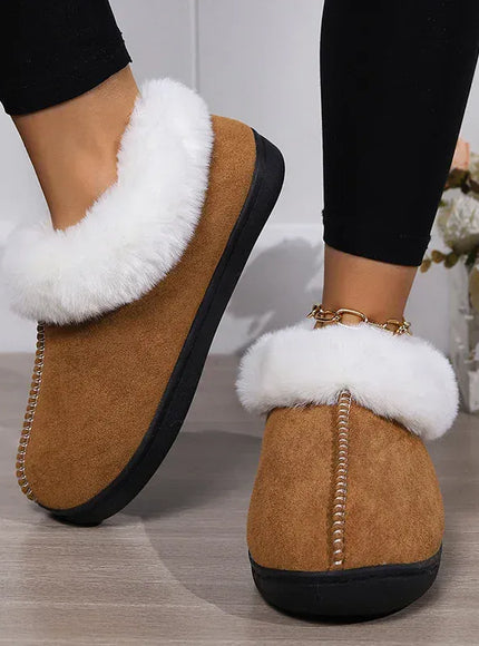 KissICON Brown / 44-45 Indoor Flat Heel Warm Home Slippers Women Bag