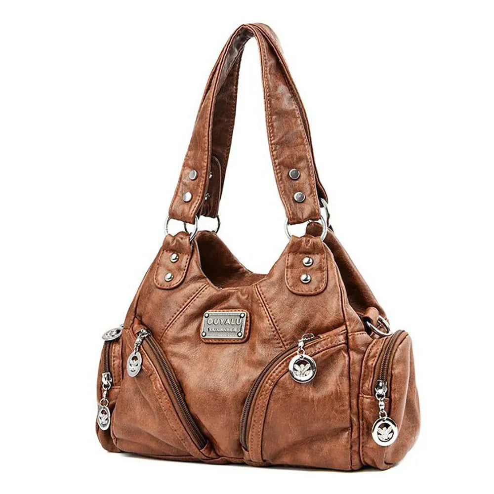 Dropshipman Brown / CHINA Retro Pu Leather Shoulder Bags Luxury Designer HandBags Women's Trend Tote Bag Crossbody Motorcycle Bags for Women