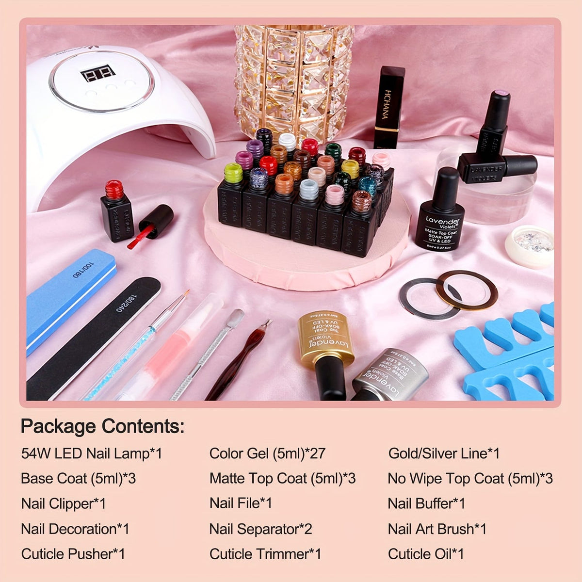 KissICON Brown Gel Nail Polish Kit Kiss Icon Lavender Violets 48Pcs Gel Nail Polish