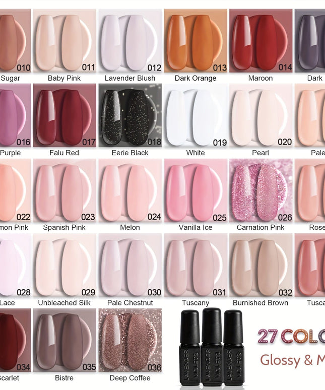 KissICON Brown Gel Nail Polish Kit Kiss Icon Lavender Violets 48Pcs Gel Nail Polish