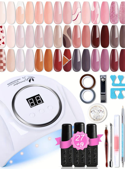 KissICON Brown Gel Nail Polish Kit Kiss Icon Lavender Violets 48Pcs Gel Nail Polish