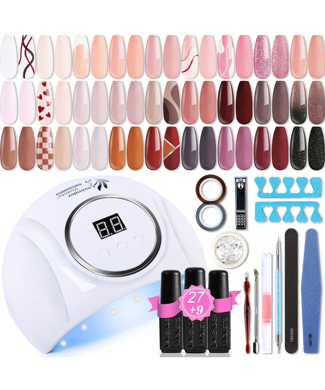 KissICON Brown Gel Nail Polish Kit Kiss Icon Lavender Violets 48Pcs Gel Nail Polish