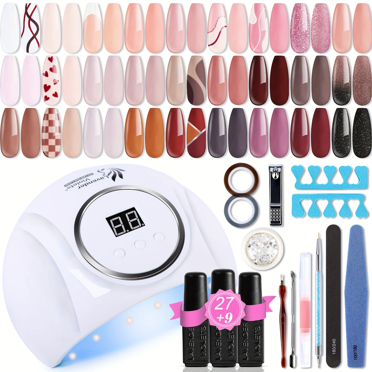 KissICON Brown Gel Nail Polish Kit Kiss Icon Lavender Violets 48Pcs Gel Nail Polish