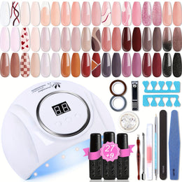 KissICON Brown Gel Nail Polish Kit Kiss Icon Lavender Violets 48Pcs Gel Nail Polish