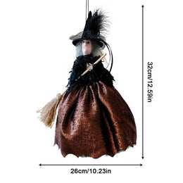 KissICON Brown Halloween Witch Doll Decoration Cute Spooky Retro Festival Decoration Witch Doll Halloween Tree Ornaments for Haunted House Bar
