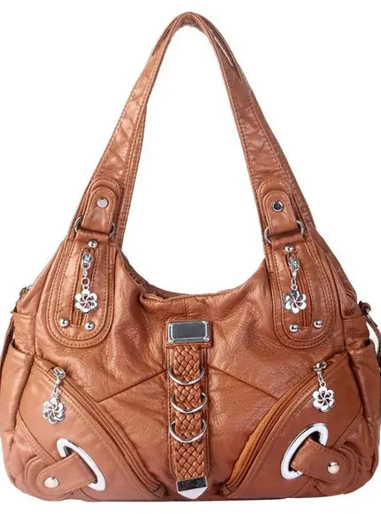 KissICON brown Handbags Shoulder Tote – Top-handle Shopping Pack