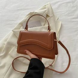 Dropshipman Brown High Quality PU Leather Handbag Purse Women's Bag Solid Color Shoulder Crossbody Bags Lady Messenger Small Tote for Women Girls