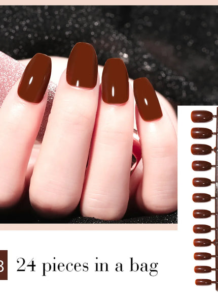 KissICON brown KissIcon LULAA 24Pcs Press On Acrylic Nails Detachable