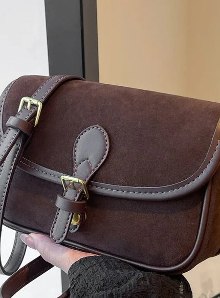 KissICON brown Modern Minimalist Crossbody – Soft Suede Mini
