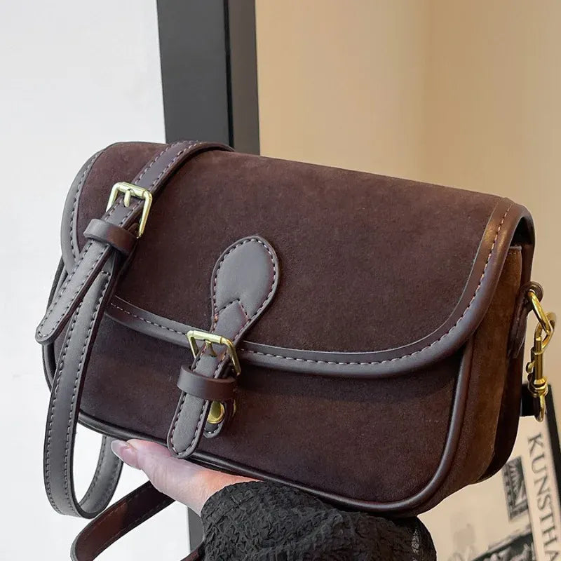 KissICON brown Modern Minimalist Crossbody – Soft Suede Mini