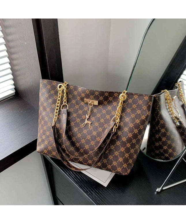 KissICON Brown Presbyopic Handbag – Printing Shoulder Shopping