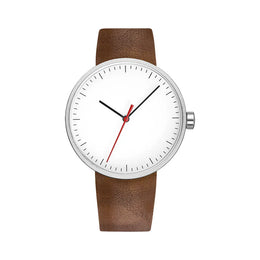 KissICON brown silver-red KissIcon UTHAI Couple Leather Strap Quartz Wristwatch Trendy