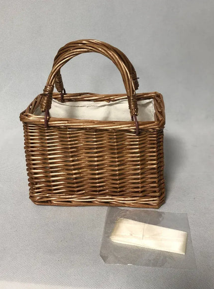 KissICON Brown Straw Woven Small Square Rattan Women's Handbag