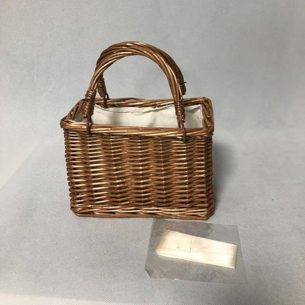 KissICON Brown Straw Woven Small Square Rattan Women's Handbag